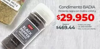 Badia - Pimienta negra con molino x 63.8g