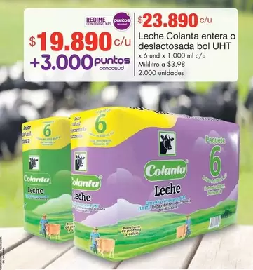 Colanta - Leche entera o deslactosada bol UHT