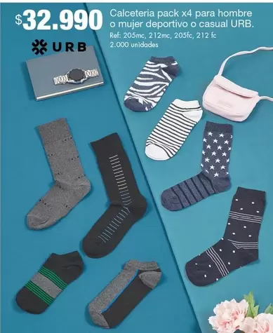 Urb - Calceteria pack x4 para hombre o mujer deportivo o casual
