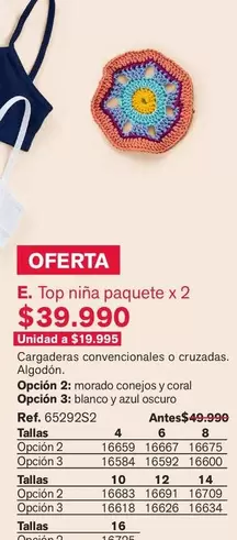 Top niña paquete x 2