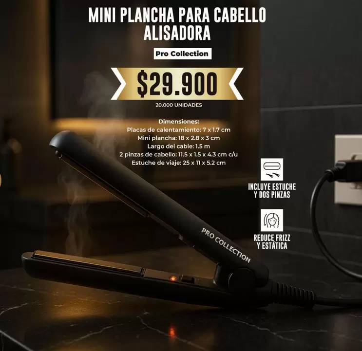 MINI PLANCHA PARA CABELLO ALISADORA