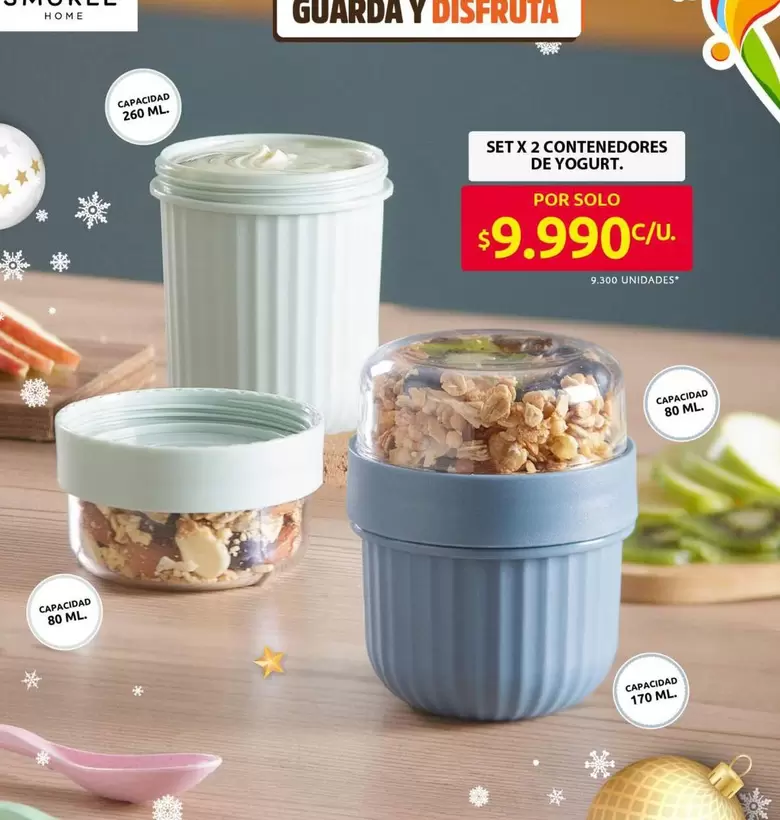 Disfruta - SET X 2 CONTENEDORES DE YOGURT.