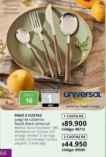 Universal - Juego de cubiertos Rustik Black