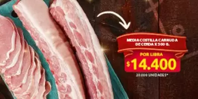 Media - MEDIA COSTILLA CARNUDA DE CERDO X 500 G.