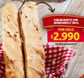 PAN BAGUETTE CON ARÁNDANOS X 180 G.