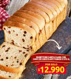 Santa Clara - PANETTONES SANTA CLARA CON CHIPS DE CHOCOLATE TAJADO
