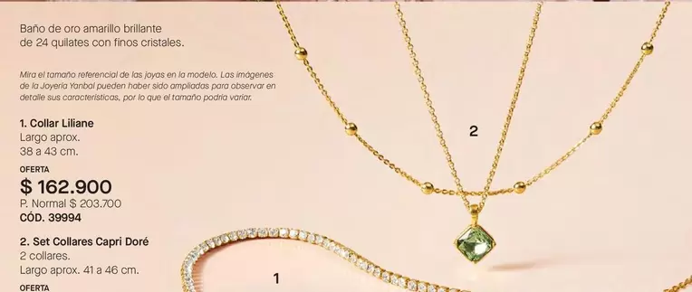 Oro - Collar Liliane, Set Collares Capri Doré