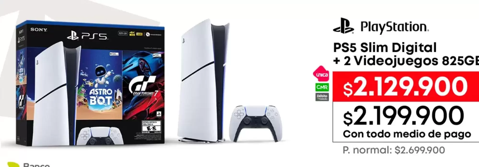 PlayStation - PS5 Slim Digital + 2 Videojuegos 825GB