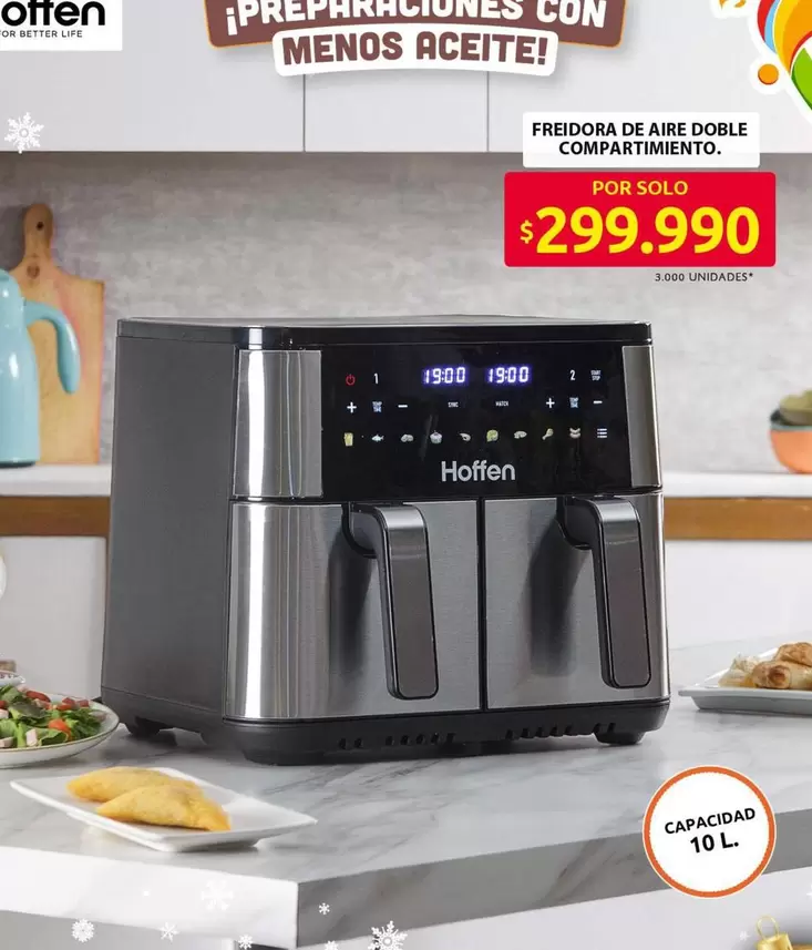 Hoffen - FREIDORA DE AIRE DOBLE COMPARTIMIENTO