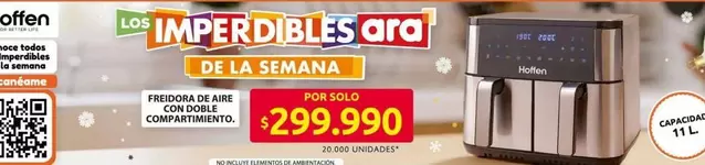 Hoffen - FREIDORA DE AIRE CON DOBLE COMPARTIMIENTO