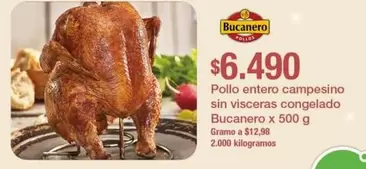 Bucanero - Pollo entero campesino sin visceras congelado