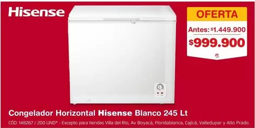 Hisense - Congelador Horizontal Blanco 245 Lt