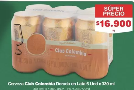 Club Colombia - Dorada en Lata 6 Und x 330 ml