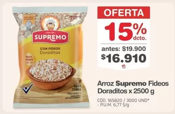 Supremo - Arroz Fideos Doraditos x 2500 g