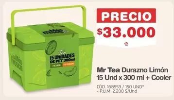 Mr Tea - Durazno Limón 15 Und x 300 ml + Cooler