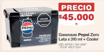 Pepsi - Zero Lata x 310 ml + Cooler
