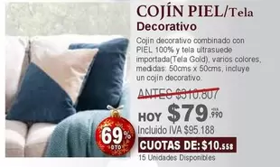 Piel - COJÍN PIEL/Tela Decorativo