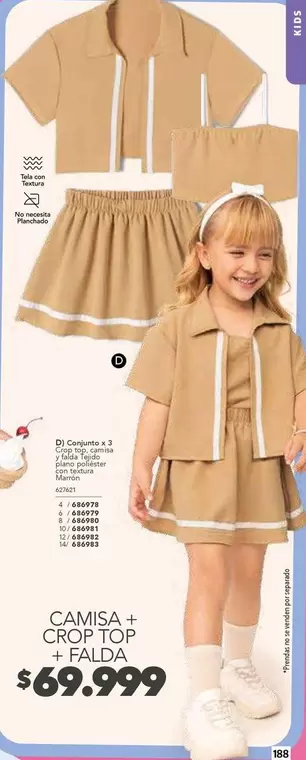 Textura - CAMISA + CROP TOP + FALDA