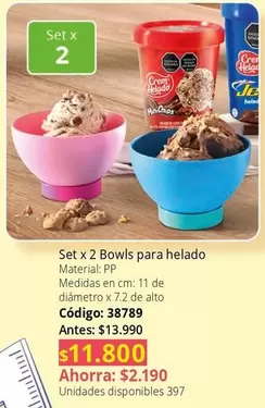 Crem Helado - Set x 2 Bowls para helado