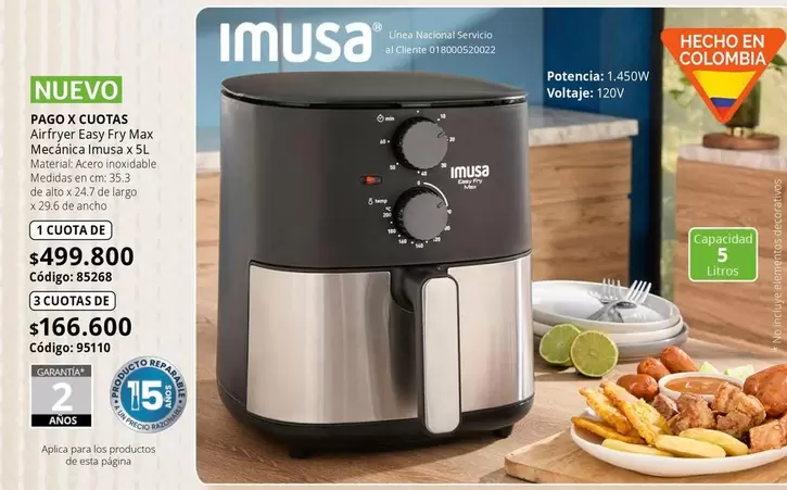 Imusa - Airfryer Easy Fry Max