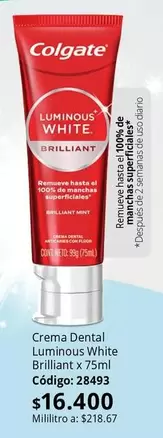 Colgate - Luminous White Brilliant x 75ml
