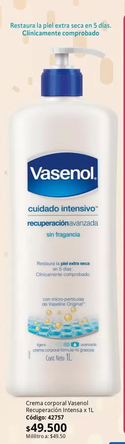 Vasenol - Crema corporal  Recuperación intensa x 4 C
