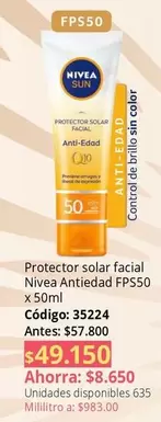 Nivea - Protector solar facial Antiedad FPS50