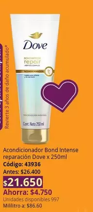 Dove - Bond Intense reparación x 250ml