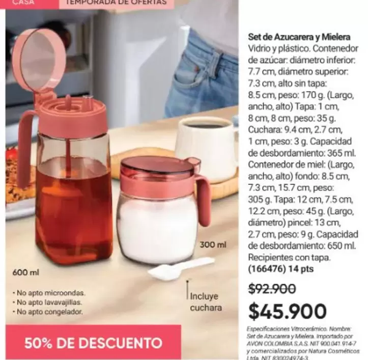 Avon - Set de Azucarera y Mielera