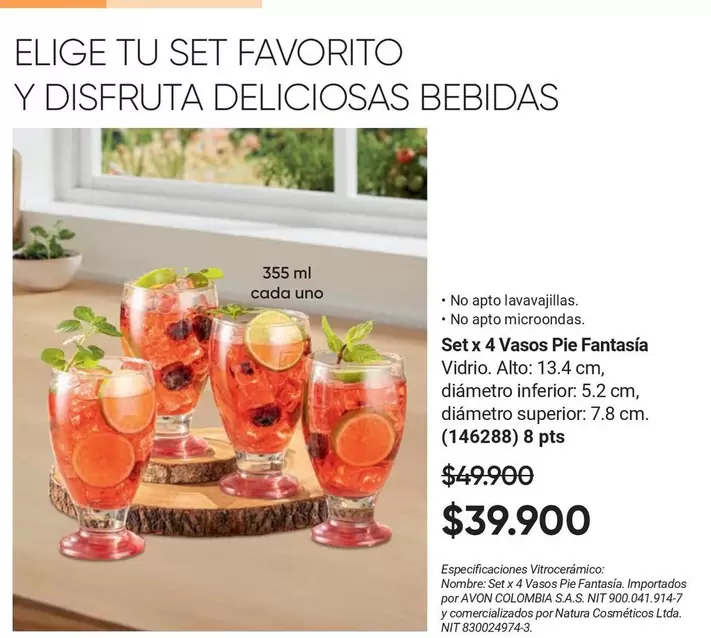 Disfruta - Set x 4 Vasos Pie Fantasía