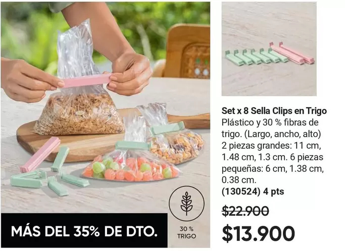 Set x 8 Sella Clips en Trigo