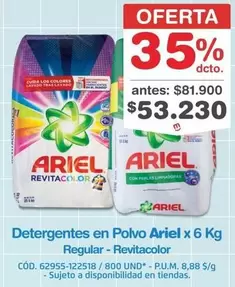 Ariel - Detergentes en Polvo x 6 Kg