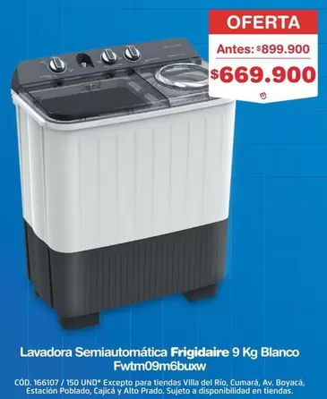 Frigidaire - Lavadora Semiautomática 9 Kg Blanco Fwtm09m6buxw