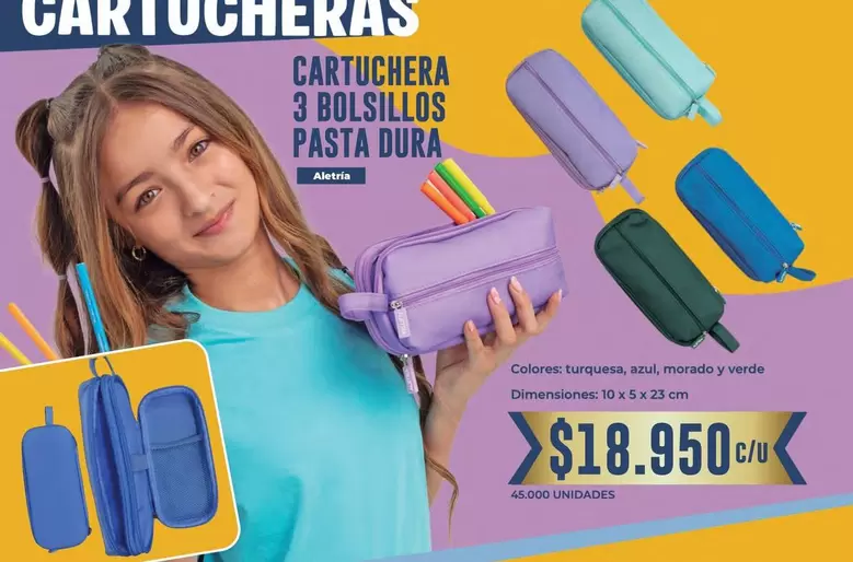 CARTUCHERA 3 BOLSILLOS PASTA DURA