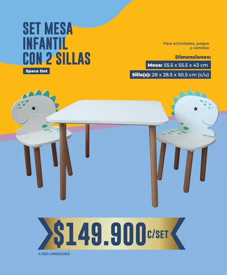 Set Mesa Infantil Con 2 Sillas