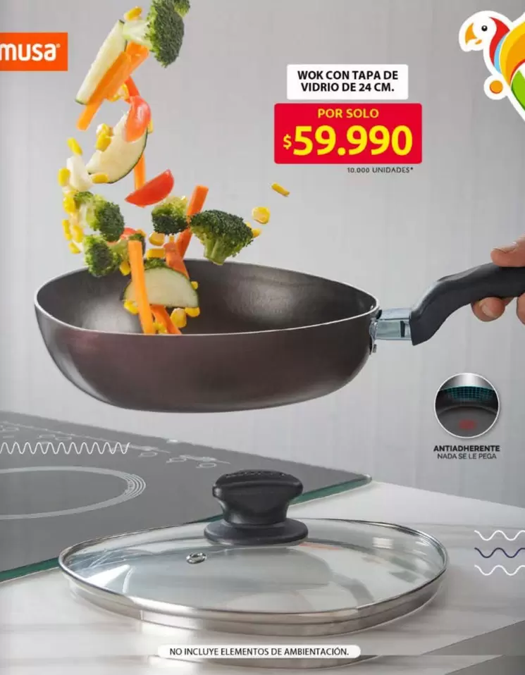 no - WOK CON TAPA DE VIDRIO DE 24 CM.