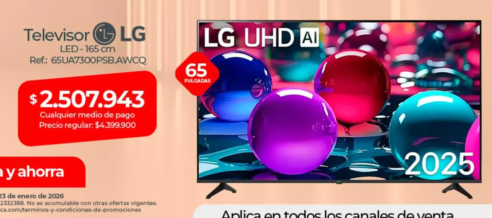 LG - Televisor LED-165cm