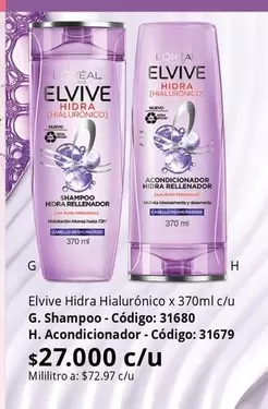 Elvive - Hidra Hialurónico x 370ml c/u