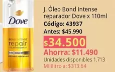 Dove - Óleo Bond Intense reparador x 110ml
