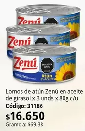 Zenú - Lomos de atún en aceite de girasol x 3 unds x 80g c/u