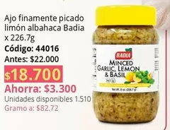 Badia - Ajo finamente picado limón albahaca