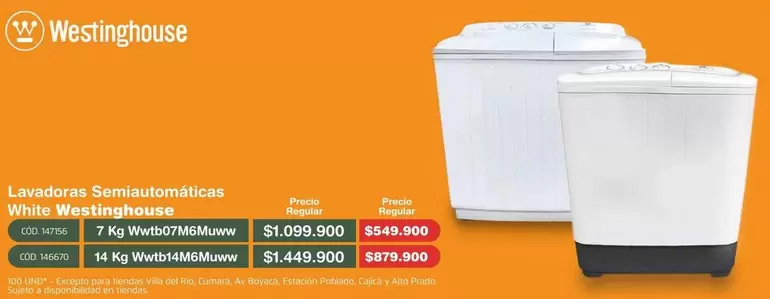 Westinghouse - Lavadoras Semiautomáticas