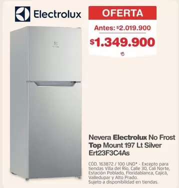 Electrolux - No Frost Top Mount 197 Lt Silver Ert23F3C4As