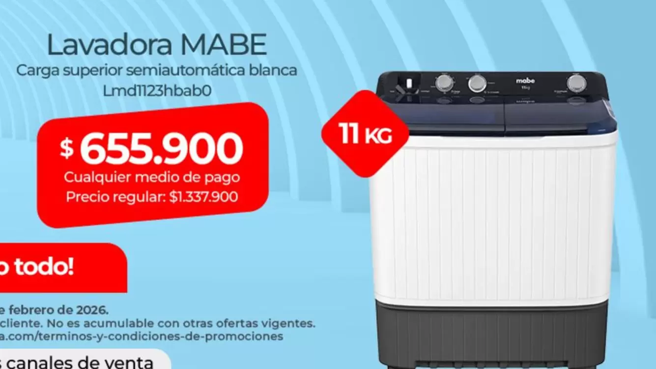 Mabe - Carga superior seniautomática blanca Lmd123hbab0