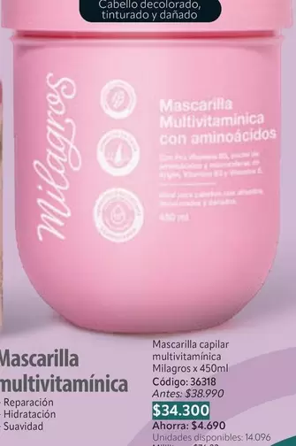 Mascarilla capilar multivitaminica