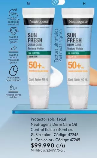 Neutrogena - Derm Care Oil Control fluido x 40ml c/u