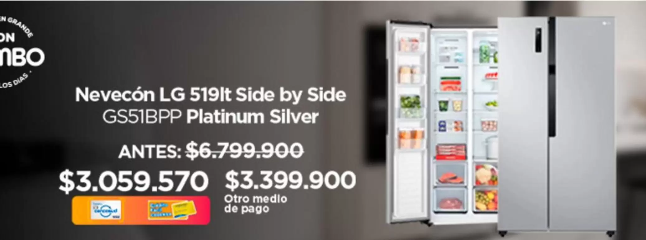 LG - 519lt Side by Side GS51BPP Platinum Silver