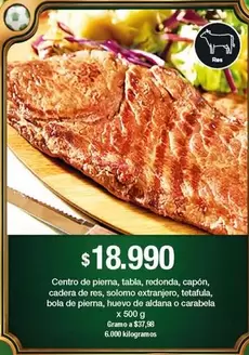 Centro de pierna, tabla, redonda, capón, cadera de res, solomo extranjero, tetafula, bola de piena, huevo de aldana o carabela