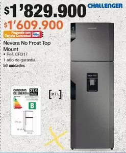 Challenger - Nevera No Frost Top Mount