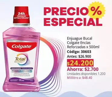 Colgate - Enjuague Bucal Encías Reforzadas x 500ml Código: 30603